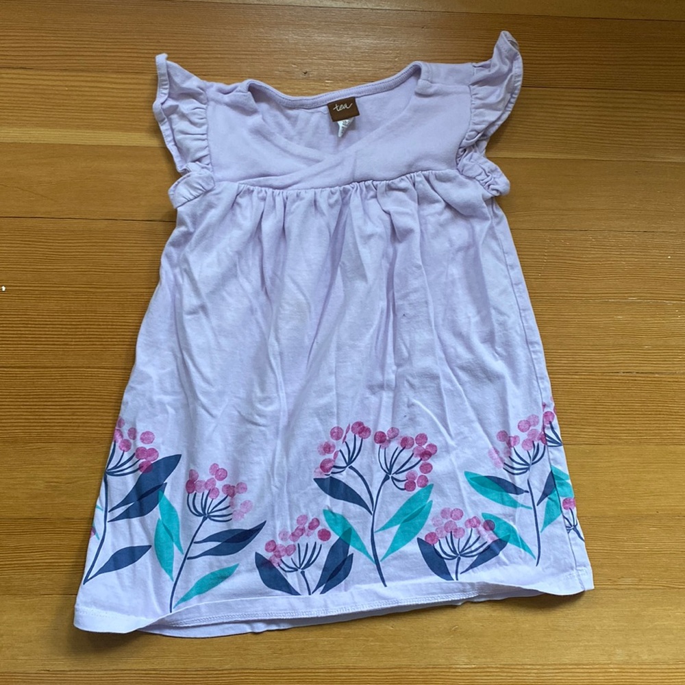 Lavender tea dress with floral pattern, 18-24 months